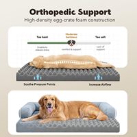 Lit orthopédique lavable pour chien avec coussin de soutien pour le cou, mousse alvéolée, doublure imperméable