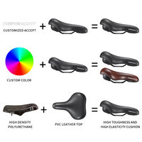 KEREACHY Selle de vélo de montagne personnalisée, durable, imperméable, de sécurité, avec coussin de massage, large et épais en PVC, ventilée