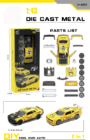 Coche de Carreras de Metal Fundido a Presión Desmontable DIY 1:43, Modelo de Coche Deportivo de Aleación Modificado 2 en 1, Juguete Educativo de Construcción para Niños