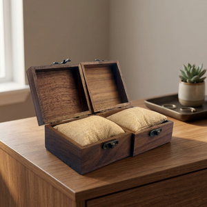 Boîte de présentation de montres en bois, boîte à bijoux en bois poli, boîte de rangement verrouillable pour cadeaux, décoration de la maison - Product Image 3