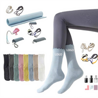 Chaussettes de compression personnalisées sans couture, tricotées, à volants, respirantes, pour le yoga, la barre, le Pilates, usage quotidien, avec manchette de maintien.