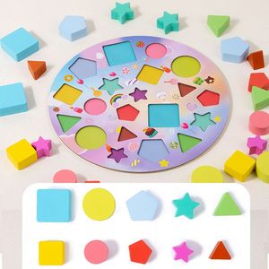 3 4 5 Years Old Boys Girls Brain Teaser Birthday Cake Wooden <b>Puzzles</b> Shape Color Matching Board <b>Games</b> - Product Image 4