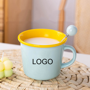 แก้วมัคพิมพ์โลโก้ แก้วกาแฟพอร์ซเลน แก้วเซรามิกสีด้านใน แก้วนมสำหรับอาหารเช้า - Product Image 4