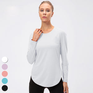 Vente en gros de vêtements pour femmes résistant au soleil UPF50 + t-shirt d'entraînement <span class=keywords><strong>anti</strong></span>-<span class=keywords><strong>UV</strong></span> t-shirt de sport ample à manches longues chemise de yoga haut de fitness pour les femmes - Product Image 5
