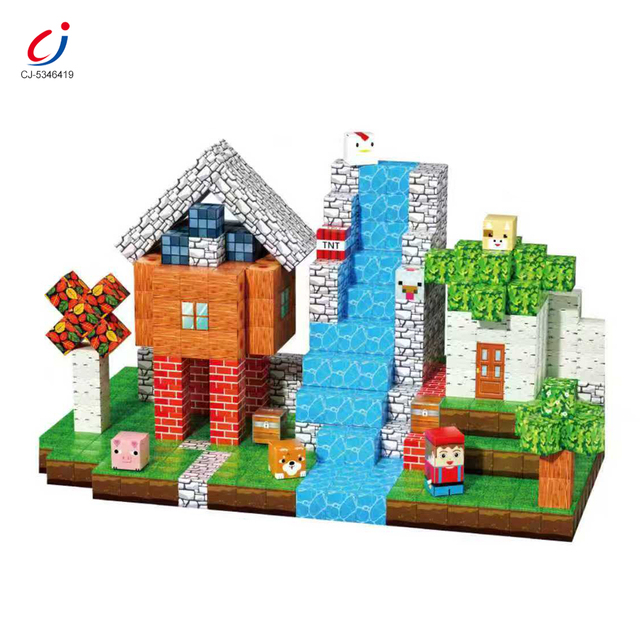 Chengji Magnetic square Children Blocks 3d Diy Montessori Educational Assembly 200PCS House Shape Magnetic Building Blocks Toys