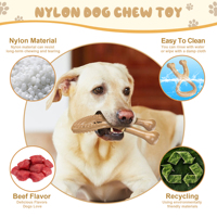 Jouets à mâcher pour chiens au goût de bœuf, en nylon non toxique, favorisent la santé dentaire, durables, indestructibles, extra grands, pour utilisation en extérieur, jouet 3D solide