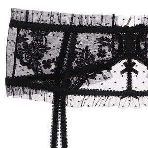 Ensemble de <span class=keywords><strong>porte</strong></span>-jarretelles de style français avec soutien-gorge en dentelle transparente ultra-mince <span class=keywords><strong>à</strong></span> clipser - Product Image 4