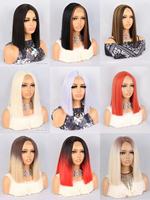 Perruques Synthétiques Wholesale de Haute Qualité à Lace Front, Perruques Synthétiques Rainbow Colorées à Rayure Centrale Résistantes à la Chaleur à Prix Abordable