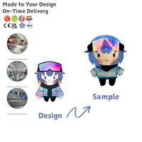 Lunettes de soleil Cyberpunk Aurora Anime Holo Google, poupée en peluche personnalisée, jouet en peluche bleu technologique pour cadeaux