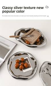 Vassoio <span class=keywords><strong>in</strong></span> <span class=keywords><strong>ceramica</strong></span> artigianale di lusso-argento placcato frutta piatto <span class=keywords><strong>da</strong></span> Dessert, vassoio decorativo - Product Image 5