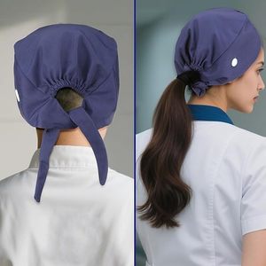 Bonnets chirurgicaux ajustables en coton doux avec bande anti-transpiration, bonnet de travail pour queue de cheval, chapeau de soins infirmiers à nouer pour femmes, promotion des produits capillaires - Product Image 4