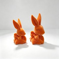 Frühlings-Oster-Hasenfiguren-Set mit Samt-Textur, Paar von Beflockten Hasen, Deko für Wohnzimmer und Schreibtisch