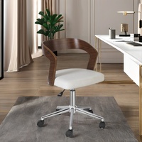 Chaise de bureau pivotante moderne pour cadres, structure en contreplaqué érable/noyer, revêtement en cuir PU/tissu, hauteur réglable, base en fer, pour la maison/le bureau