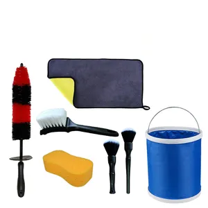 22Pcs Car Wash Cleaning Tools Kit Car Detailing Set with Blue Canvas Bag  Collapsible Bucket Wash Mitt Sponge Towels Tire Brush Window Scraper Duster  Complete Interior Car Care Kit 