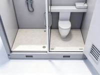 Salle de bain modulaire préfabriquée en panneaux sandwich, douche séparée, WC, installation facile, durable, écologique, pour usage temporaire