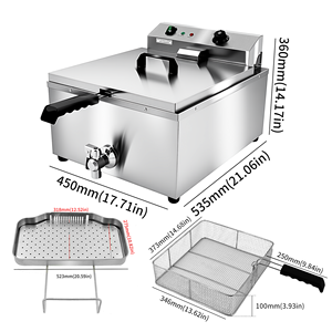 Soldes Exceptionnelles : Friteuses Électriques Professionnelles à <span class=keywords><strong>Cuve</strong></span> <span class=keywords><strong>Amovible</strong></span> et Construction en Acier Inoxydable pour la Restauration Rapide - Product Image 3