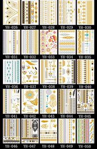 Temporal de Henna inspirado metálico tatuajes más de 75 Boho Mandala diseños en oro y plata (6 hojas) tatuajes - Product Image 6