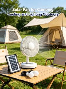 Ventilador de Escritorio Comercial Berserk, Ventilador Solar para Camping, Luz Solar Recargable, Lámpara Solar para Camping - Product Image 1