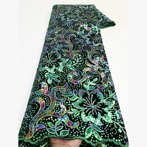 Dentelle brodée nigériane <span class=keywords><strong>NiAi</strong></span>, dentelle africaine de luxe, dentelle en velours à paillettes, dentelle pour robe de mariée - Product Image 5