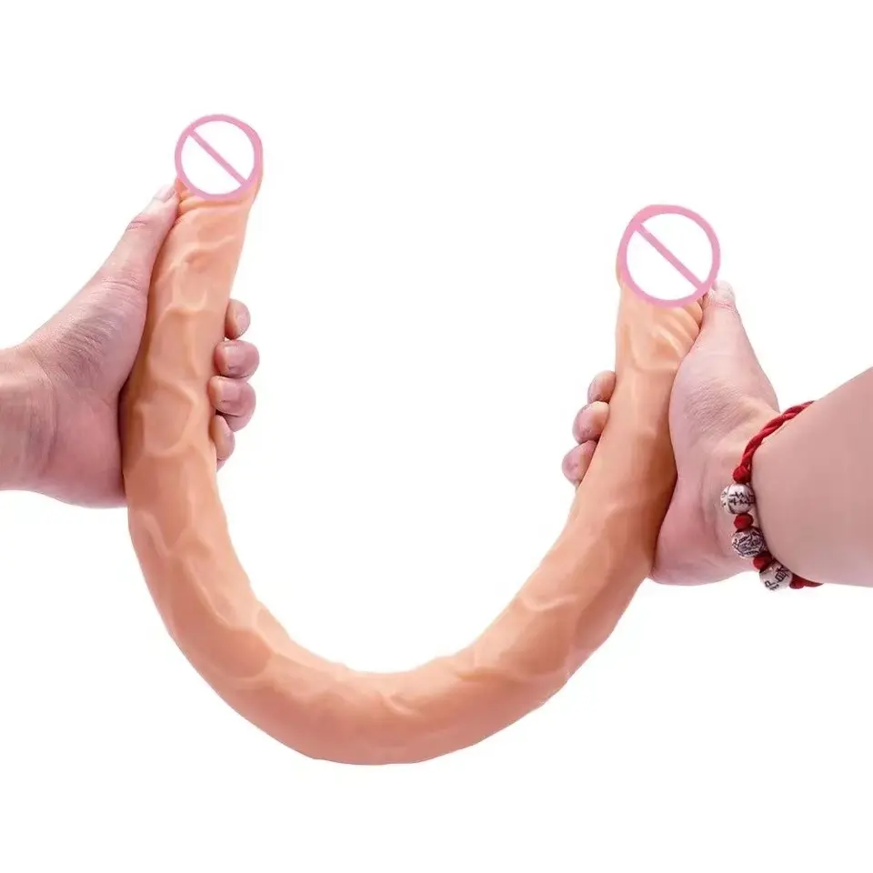 Popolare adulto lungo Dildo lesbiche doppio pene prodotti del sesso realistico doppio Dildo giocattoli lunghi del sesso per la donna