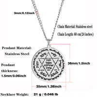 Pendentif Protecteur de Dieu, Amulette de la Kabbale, Noms des 12 Anges et Étoile de David, Talisman découpé au laser, Pendentif en acier inoxydable, Collier