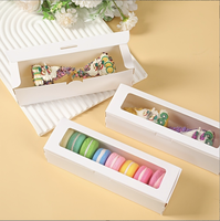 Boîte d'emballage pour biscuits au chocolat avec fenêtre, en papier kraft blanc, à ouverture automatique, pour une seule pièce, conteneur de boulangerie, boîte à macarons