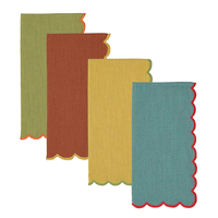 Serviettes en lin brodées à bords festonnés personnalisées en gros pour la décoration de table de mariage, restaurant, hôtel, maison, couleur personnalisée