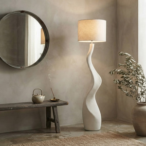 Lámpara de Pie Escultural Moderna Minimalista con Curva en S, Pantalla de Metal Texturizado Crema, LED, Impermeable, para Uso en Almacenes, Iluminación Wabi Sabi - Product Image 3