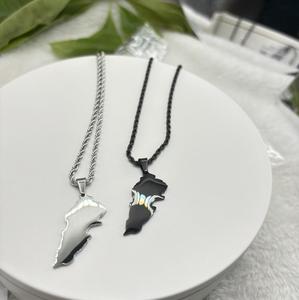 <span class=keywords><strong>Liban</strong></span> Carte colliers Art Gift, Libanais Bijoux collier Unisexe Bijoux hommes pendentif acier inoxydable or 18k corde chaîne lien - Product Image 6