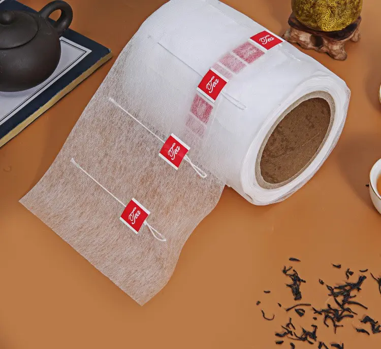 Customized 6000bags/roll Natural Color Food Grade Pyramid Non-woven Tea Bag Paper Roll