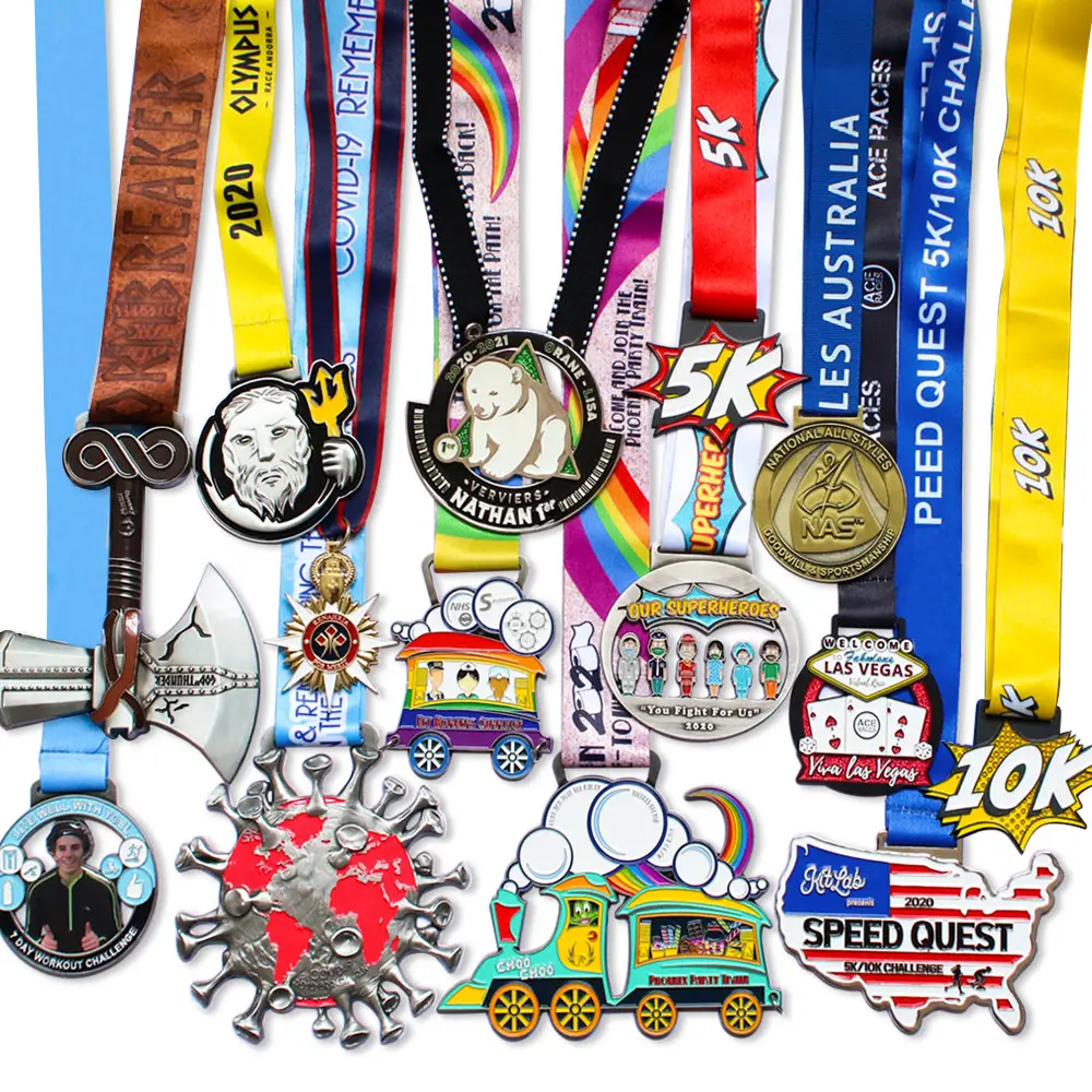 Wholesale Cheap Custom logo handmade cheap price metal sports marathon medal sport weightlifting judo medals sports Ribbon