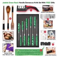 Poignée en résine verte jadéite 8 pouces 67 couches VG10 couteaux de cuisine de luxe japonais couteaux de chef en acier damas avec boîte-cadeau