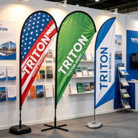 Drapeau publicitaire personnalisé pour exposition extérieure, stand de promotion pour salon professionnel, bannière volante de plage, drapeau plume en forme de larme