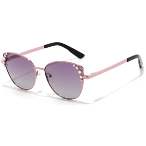Gafas de sol tipo ojo de gato para mujer, lentes moradas con gradiente de borde completo, protección UV 100%, gafas de protección solar - Product Image 6