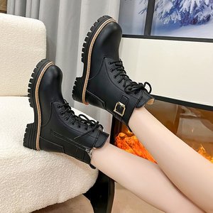 Grandes bottes rouges élégantes <span class=keywords><strong>Mary</strong></span> Jane Peep Toe pour l'hiver, semelle intermédiaire en TPE et semelle extérieure en PVC, tige en cuir synthétique, décoration - Product Image 2