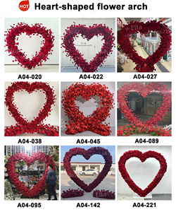 ฉากหลังดอกไม้สำหรับงานแต่งงานและงานหมั้น รูปทรงหัวใจกุหลาบสีแดงสด ขายดี สำหรับวันวาเลนไทน์ - Product Image 5