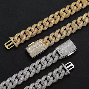 18Mm <b>Cuban</b> <b>Chain</b>, Three Rows of Zirconium <b>Chain</b> Thick <b>Cuban</b> Necklace Tanjing Fashion Lijing Necklace - Product Image 1