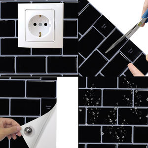 Decoración de Pared al por Mayor, Adhesivo de Vinilo Autoadhesivo de Resina Epoxi Impermeable, Adhesivo de Mosaico Negro con Estampado Dorado en Papel Tapiz - Product Image 4