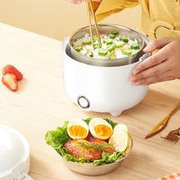 Kotak makan siang listrik portabel, panci dalam pemanas makanan wadah satu sentuhan kotak makan siang listrik Stainless Steel penanak nasi