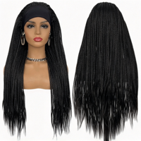 Perruque longue sans colle de 26 pouces avec bandeau, en fibre haute température, lisse, pour femme, fabriquée à la machine, extension de cheveux résistante à la chaleur 150%