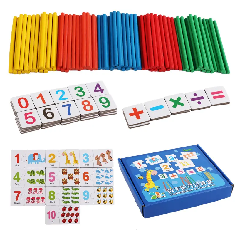 Rompecabezas de madera para aprendizaje de matemáticas para niños pequeños, juguete educativo Montessori para aprendizaje de matemáticas