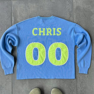 Pull en maille ample vintage avec patchs de lettres en coton 100% personnalisés avec logo OEM ODM - Product Image 2