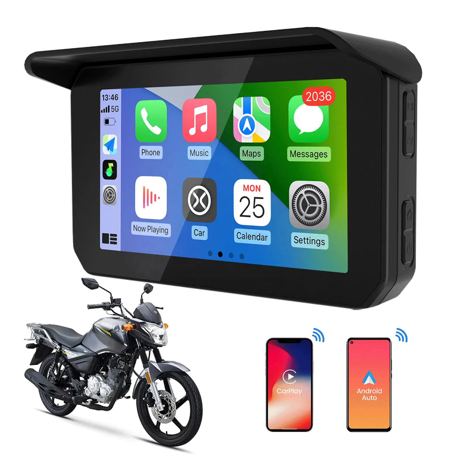 Carabc мотоцикл Carplay GPS навигационный экран с 5-дюймовым водонепроницаемым IPX7 IP68 видеорегистратор камера moto Android автоматический сенсорный дисплей