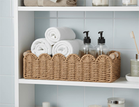 Panier à papier toilette personnalisé en corde de papier festonnée tressée avec poignée, organisateur pour comptoir de salle de bain, décoration intérieure