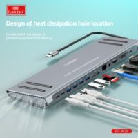Hub USB C 14 en 1 Earldom, Estación de Acoplamiento USB C con Triple Pantalla, HDMI 4K, VGA, Gigabit Ethernet, Entrega de Energía, Puerto Tipo C