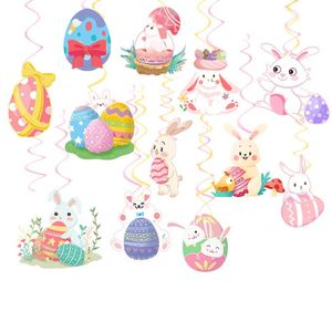 Décorations suspendues en spirale, lapin mignon, œufs, poussin, carotte avec bannière pour la décoration de fête de Pâques 2023 - Product Image 5
