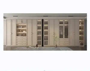 Gaya Eropa kamar tidur lemari kabinet dinding kayu desain dengan laci untuk kamar tidur