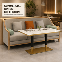 Ensemble de banquette contemporaine avec structure en bois et revêtement en tissu pour restaurant, banquette trois places pour café et hôtel