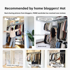 Dressing moderne de luxe avec panneaux en treillis métallique sur mesure, portes coulissantes verrouillables, meubles de chambre à coucher, caractéristiques <span class=keywords><strong>DIY</strong></span>, <span class=keywords><strong>porte</strong></span> en MDF durable - Product Image 6