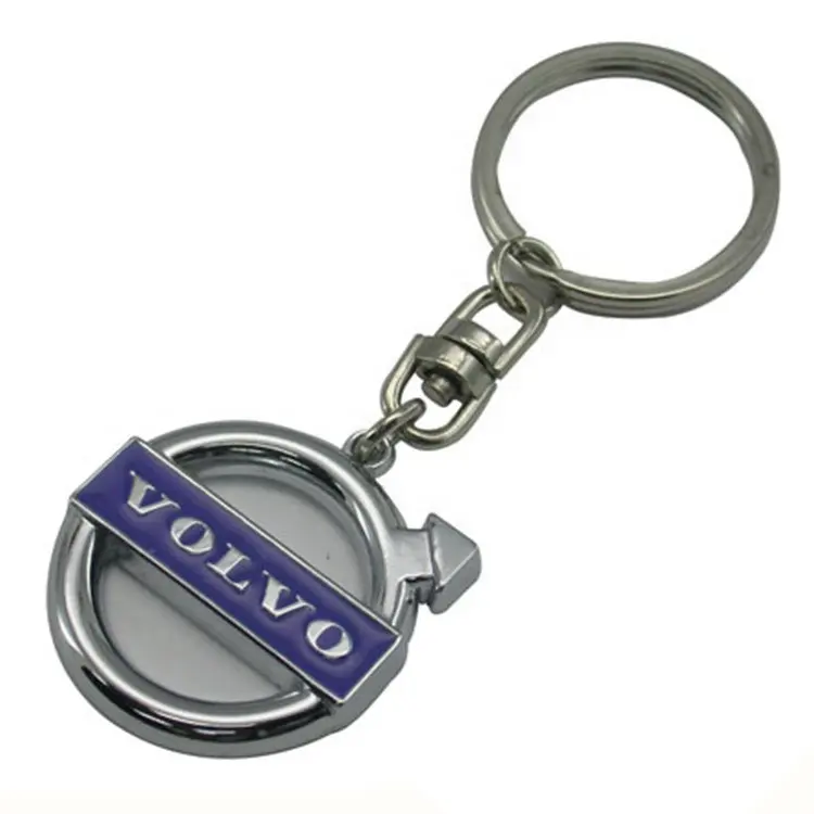 Hoge Kwaliteit Aangepaste Auto Logo Sleutelhanger Souvenir Relatiegeschenken Metalen Sleutelhangers Volvo Lederen Ring Houder
